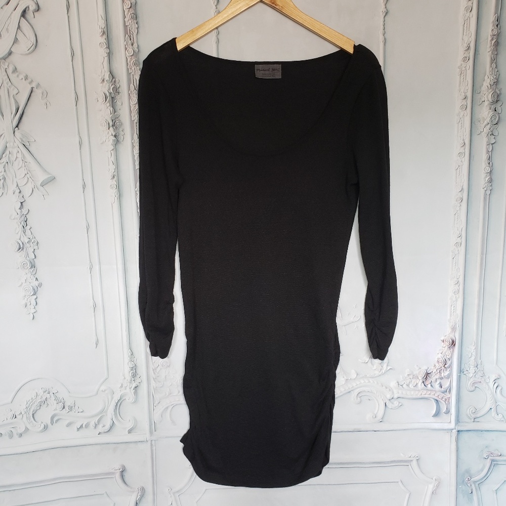 Michael Stars Ruched Black Long Sleeve Tunic